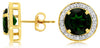 4.15CT DIAMOND & AAA GREEN GARNET 14KT YELLOW GOLD 3D ROUND HALO STUD EARRINGS