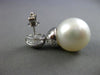 ESTATE LARGE .50CT DIAMOND & AAA SOUTH SEA PEARL 14K WHITE GOLD HANGING EARRINGS