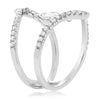 ESTATE LARGE .67CT ROUND & MARQUISE CUT DIAMOND 14K WHITE GOLD V SHAPE LOVE RING