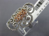 ESTATE WIDE .64CT DIAMOND 14K WHITE & ROSE GOLD 3D OPEN FILIGREE HEART LOVE RING