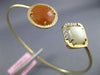 ESTATE .10CT DIAMOND QUARTZ & MOON STONE 14KT YELLOW GOLD SQUARE BANGLE BRACELET