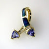 .71CT DIAMOND AAA TANZANITE & OPAL 14K YELLOW GOLD 3D CRISS CROSS SLIDER PENDANT
