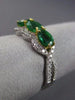 ESTATE 1.44CT DIAMOND & AAA EMERALD 18KT 2 TONE GOLD 3D PAST PRESENT FUTURE RING