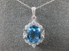 ESTATE 2.38CT DIAMOND & AAA BLUE TOPAZ 14KT WHITE GOLD FILIGREE FLOATING PENDANT