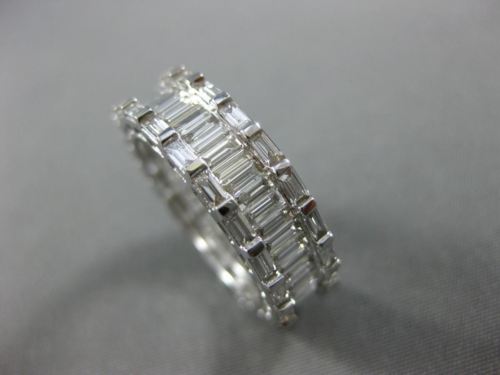 WIDE 2.93CT BAGUETTE DIAMOND 14KT WHITE GOLD 3D 3 ROW ETERNITY ANNIVERSARY RING