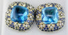 17.98CT DIAMOND & AAA BLUE TOPAZ & SAPPHIRE 14KT YELLOW GOLD 3D SQUARE EARRINGS