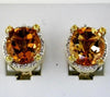 8.42CT DIAMOND AAA YELLOW SAPPHIRE & CITRINE 14K YELLOW GOLD 3D CLIP ON EARRINGS