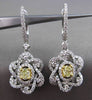 ESTATE LARGE 2.16CT WHITE & YELLOW DIAMOND 18KT TWO TONE GOLD HANGING EARRINGS