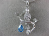ESTATE .75CT DIAMOND & AAA PEAR SHAPE BLUE TOPAZ 14KT WHITE GOLD 3D BIRD PENDANT