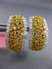 ESTATE LARGE 2.97CT WHITE & FANCY INTENSE DIAMOND 18KT TWO TONE GOLD 3D EARRINGS