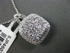 ESTATE LARGE 1.04CT DIAMOND 18KT WHITE GOLD 3D FILIGREE CLUSTER FLOATING PENDANT