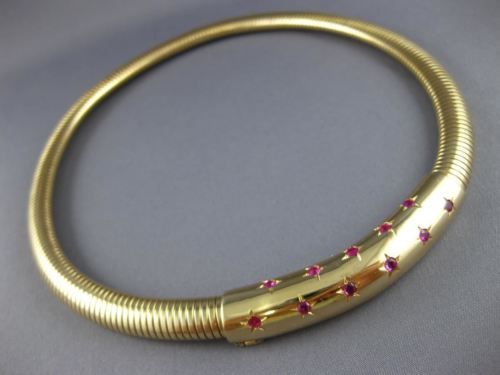 ANTIQUE WIDE 1.40CT AAA RUBY 14KT YELLOW GOLD 3D FLEXIBLE SNAKE NECKLACE #26489