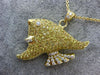 LARGE 2.08CT DIAMOND & AAA YELLOW SAPPHIRE 18K YELLOW GOLD 3D HAPPY FISH PENDANT