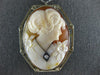 ANTIQUE LARGE .07CT DIAMOND CLASSIC LADY FLOWER CAMEO PIN PENDANT #21437