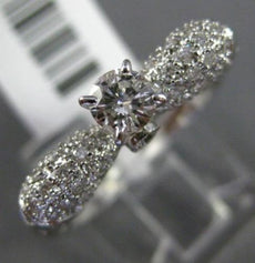 ESTATE .60CT DIAMOND 18KT WHITE GOLD 3D PAVE SOLITAIRE FILIGREE ENGAGEMENT RING