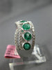 ESTATE LARGE 1.96CT DIAMOND & AAA EMERALD 18K WHITE GOLD CRISS CROSS LOVE RING