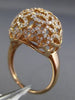 ESTATE LARGE 1.26CT DIAMOND 14KT ROSE GOLD 3D FILIGREE DOME SHAPE BUTTERFLY RING