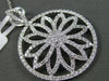 ESTATE LARGE 1.63CT DIAMOND 18KT WHITE GOLD 3D ROUND FLOWER FLOATING PENDANT