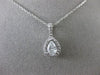 ESTATE .66CT DIAMOND 14KT WHITE GOLD CLUSTER PEAR HALO FILIGREE FLOATING PENDANT