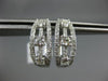 ESTATE WIDE 1.0CT DIAMOND 14K WHITE GOLD 3D 3 STONE OVAL HUGGIE HANGING EARRINGS