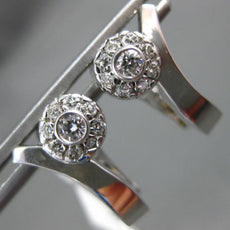 ESTATE .36CT DIAMOND 18KT WHITE GOLD FLOWER CLUSTER HUGGIE POST EARRINGS #21306
