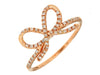 ESTATE .21CT ROUND CUT DIAMOND 14KT ROSE GOLD 3D CLASSIC BOW LOVE FUN RING