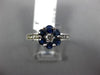 ESTATE 1.0CT DIAMOND & AAA SAPPHIRE 14KT WHITE GOLD 3D FLOWER CLUSTER LOVE RING