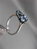 ANTIQUE 1.75CT DIAMOND & BLUE TOPAZ 18K TWO TONE GOLD 3 PEDAL 3D FLOWER FUN RING