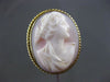 ANTIQUE LARGE 14KT YELLOW GOLD HANDCRAFTED LADY CAMEO FILIGREE ROPE RING