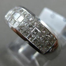 ESTATE WIDE 1.22CT DIAMOND PRINCESS 18KT WHITE GOLD 3 ROW ANNIVERSARY RING 7mm