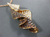 ESTATE LARGE 1.95CT WHITE & FANCY COLOR DIAMOND 18KT ROSE GOLD WAVE LEAF PENDANT