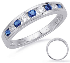 .57CT DIAMOND & AAA SAPPHIRES 14KT WHITE GOLD 3D SEMI ETERNITY ANNIVERSARY RING