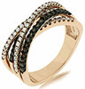 .73CT WHITE & CHOCOLATE FANCY DIAMOND 14KT ROSE GOLD MULTI ROW CRISS CROSS RING