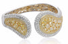 LARGE 16.42CT MULTI COLOR DIAMOND 18KT 2 TONE GOLD FLEXIBLE LOVE BANGLE BRACELET