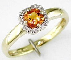 .45CT DIAMOND & AAA CITRINE 14K YELLOW GOLD 3D 4 LEAF CLOVER FLOWER CLASSIC RING