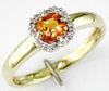 .45CT DIAMOND & AAA CITRINE 14K YELLOW GOLD 3D 4 LEAF CLOVER FLOWER CLASSIC RING