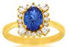 1.45CT DIAMOND & AAA TANZANITE 14KT YELLOW GOLD 3D OVAL FLOWER ENGAGEMENT RING