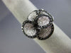 ESTATE LARGE 2.02CT WHITE & BLACK DIAMOND 18KT WHITE GOLD MULTI LEAF FLOWER RING