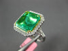 ESTATE EXTRA LARGE 6.21CT DIAMOND & AAA EMERALD 18KT 2 TONE GOLD ENGAGEMENT RING
