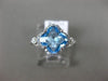 ESTATE 2.13CT DIAMOND & AAA BLUE TOPAZ 14KT WHITE GOLD 3D FLOWER HALO LOVE RING