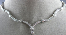 ANTIQUE 2.10CT DIAMOND 14KT WHITE GOLD 3D FILIGREE BEZEL DROP NECKLACE #18629
