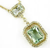 3.10CT DIAMOND & AAA GREEN AMETHYST 14KT YELLOW GOLD 3D SQUARE LARIAT NECKLACE