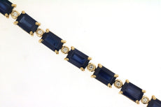14.65CT DIAMOND & AAA SAPPHIRE 14KT YELLOW GOLD 3D EMERALD CUT TENNIS BRACELET