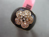 ESTATE WIDE .20CT DIAMOND 14KT ROSE GOLD 3D BROWN ENAMEL ETOILE FLOWER FUN RING