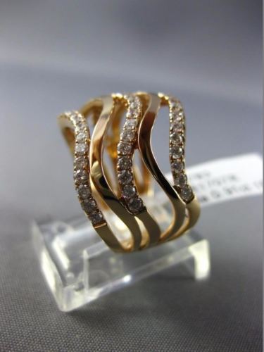 ESTATE LARGE .91CT ROUND DIAMOND 18KT ROSE GOLD 3D OPEN MULTI ROW WAVE RING