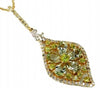 ESTATE 5.15CT DIAMOND & AAA GREEN AMETHYST 14KT YELLOW GOLD FLOWER LEAF PENDANT