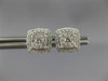 ESTATE .50CT DIAMOND 14K WHITE GOLD 3D CLUSTER SQUARE HALO CLASSIC STUD EARRINGS