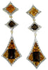LARGE 7.78CT DIAMOND & AAA CITRINE & AAA SMOKEY TOPAZ 14KT YELLOW GOLD EARRINGS