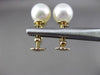 ANTIQUE .30CT DIAMOND & PEARL 14KT YELLOW GOLD SCREW BACK HANGING EARRINGS 23871