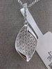 ESTATE .37CT DIAMOND 18KT WHITE GOLD 3D TWISTED MARQUISE FLOATING PENDANT CHAIN